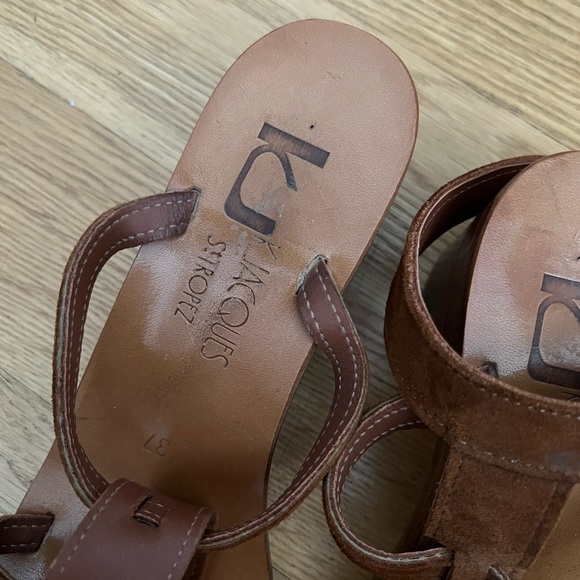 K Jacques Cognac Suede Block Heel Sandal size 7 - Picture 4 of 5